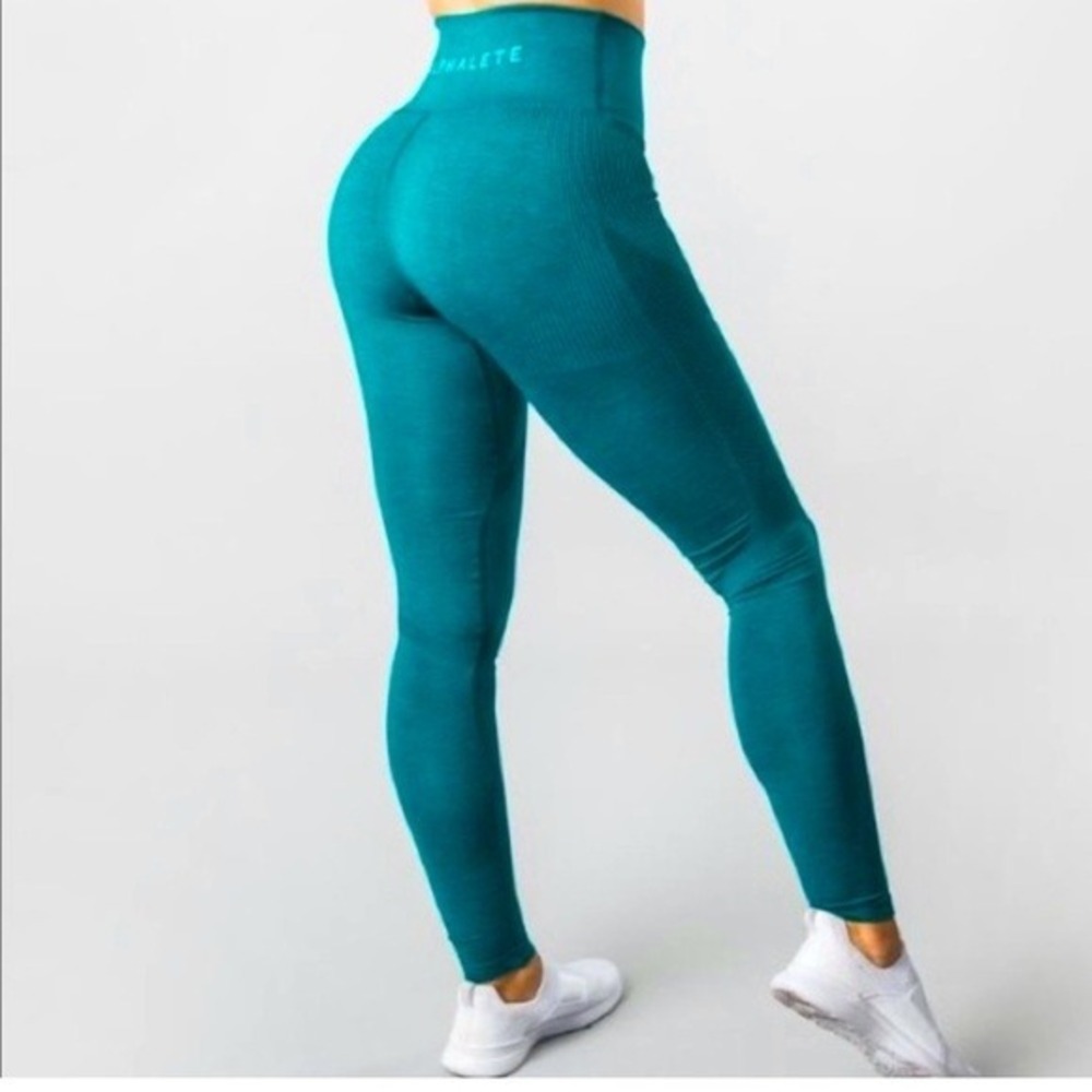 Alphalete Teal Blue High Waist Seamless Athletic Gym Leggings Women's Size Small